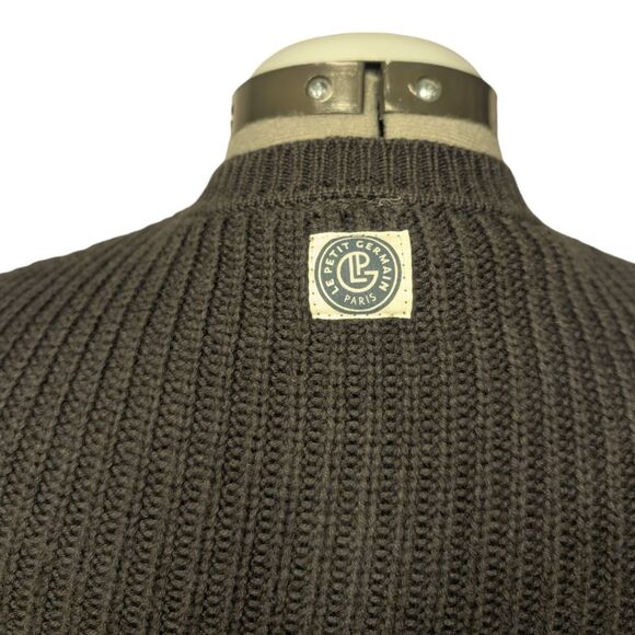 Kids Le Petite Germain Paris Navy Blue Cable Knit Sweater Cardigan, Size 10 - Picture 5 of 9